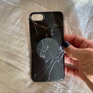 Black Marble Print IPhone 8 phone cover